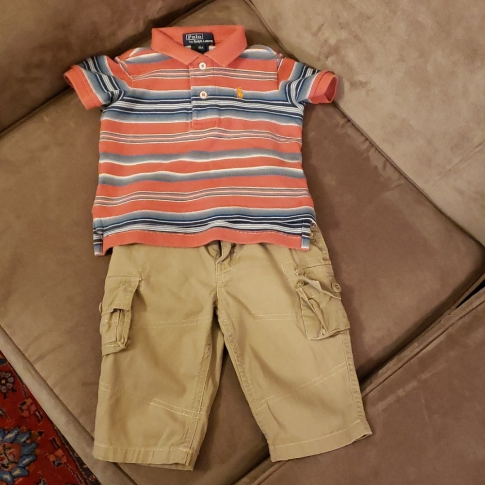 POLO RALPH LAUREN Bundle Girls Polo Shirt & Cargo Pants 9M